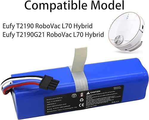 Miniatura 2 de Batería mejorada de 6400 mAh 14.4 V 92.16 Wh, compatible con Eufy Robovac L70 Hybrid Series Robot Vacuum Número de pieza INR18650M26-4S2P batería de