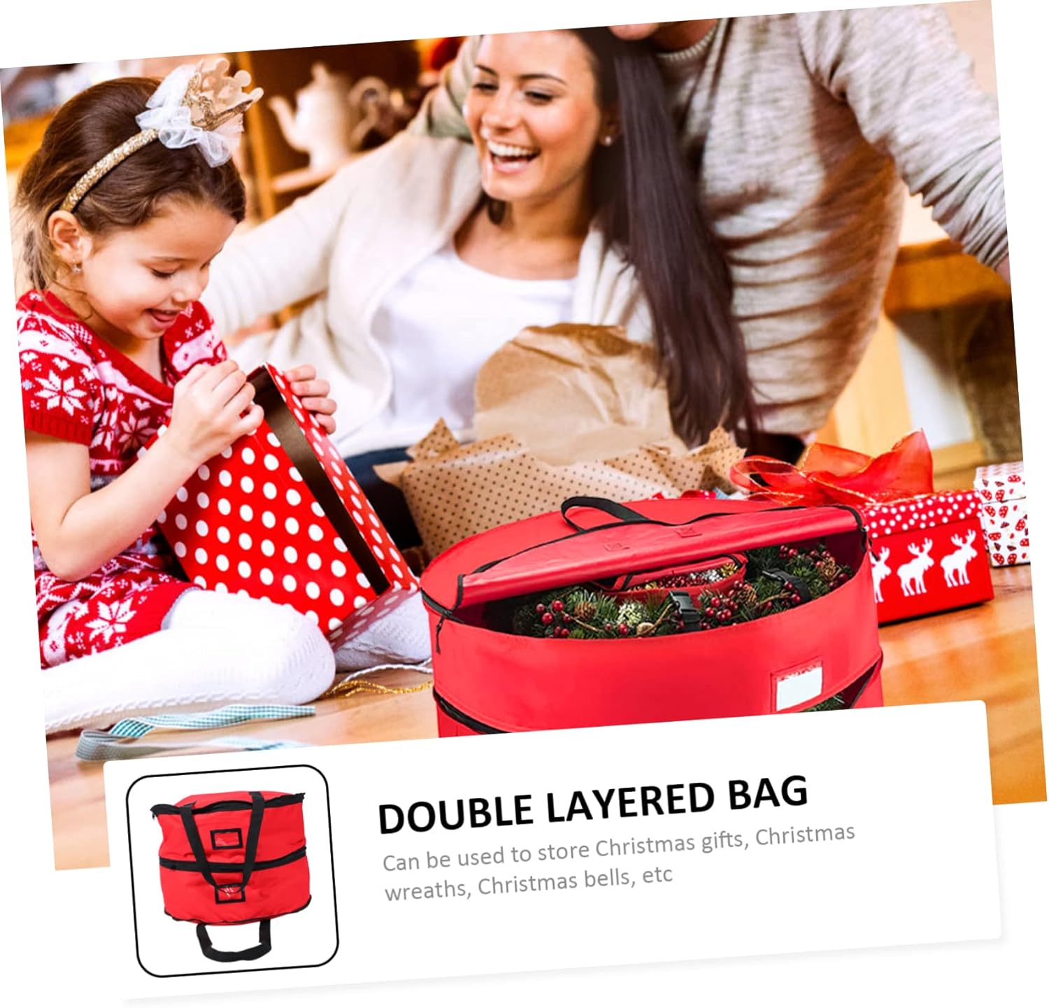 ABOOFAN 1Pc Double Wreath Storage Bag Garland Packing Bag for Wreaths Wear Resistant Design