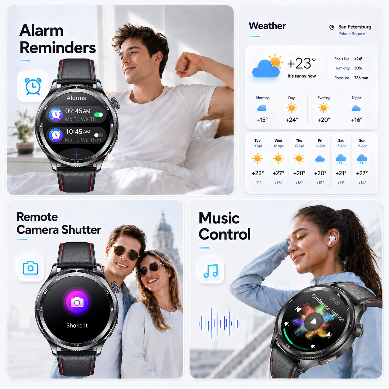 ECG Montre Connectée Homme Smartwatch - HRV MET BMI Repondre Appel Cardiofréquencemètre Tensiomètre SpO2 Sommeil Podomètre IP68 Multisports Santé Fitness Sport 1.43" Montre Intelligente Android iOS