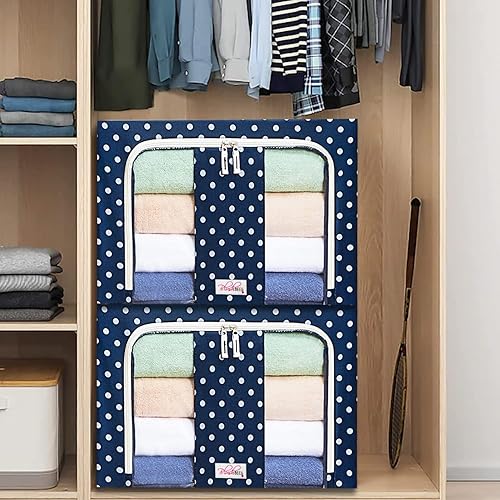 Miniatura 9 de Blushbees Cajas de almacenamiento plegables de tela Oxford para ropa, colchas, lino con soportes de metal (paquete de 4 cajas, tamaño grande de 20 x