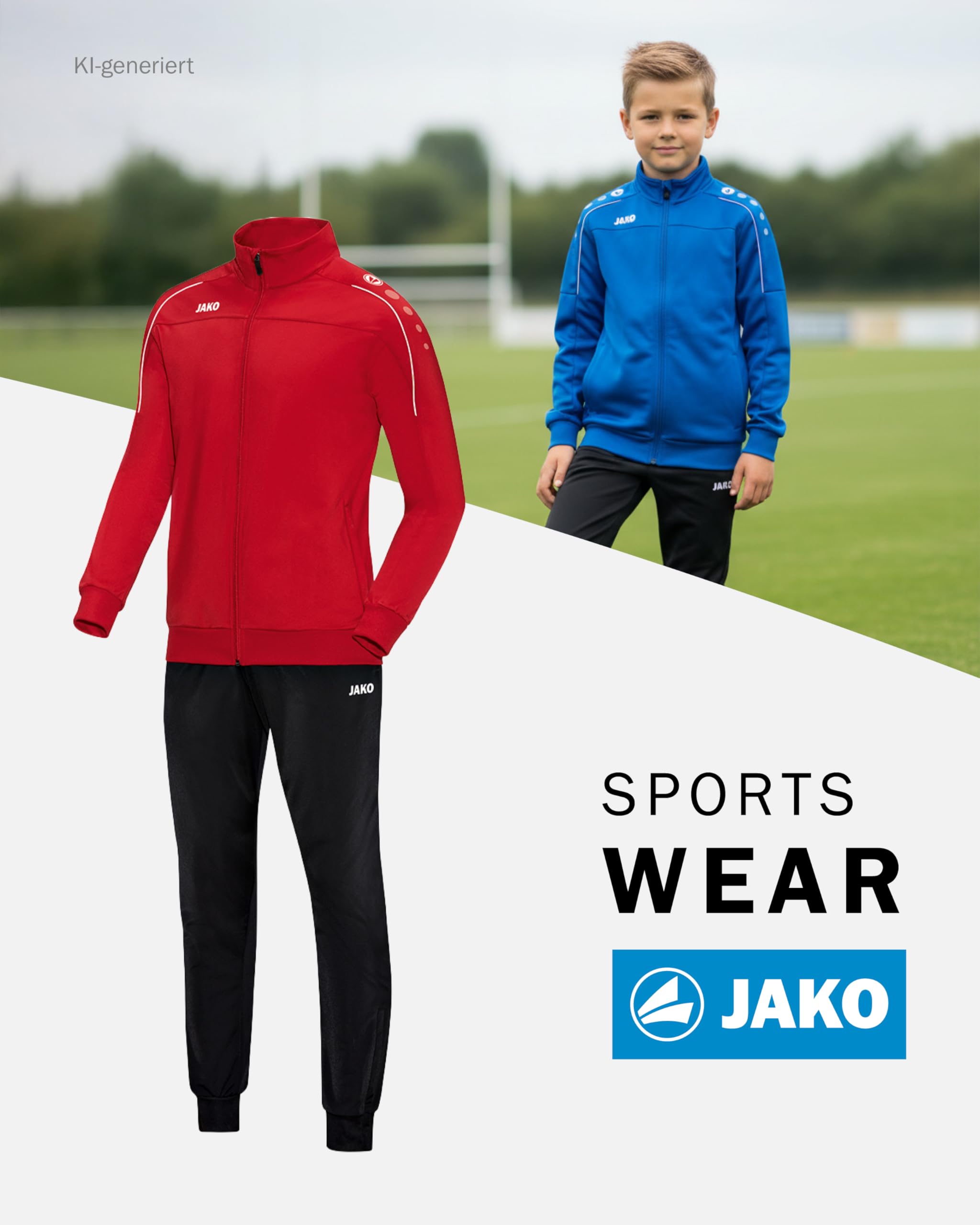 JAKO Polyester Classico Trainingsanzug Kinder - Moderner Sportanzug 100% Polyester, Strapazierfähig & schnelltrocknend, Jogginganzug mit optimaler Passform
