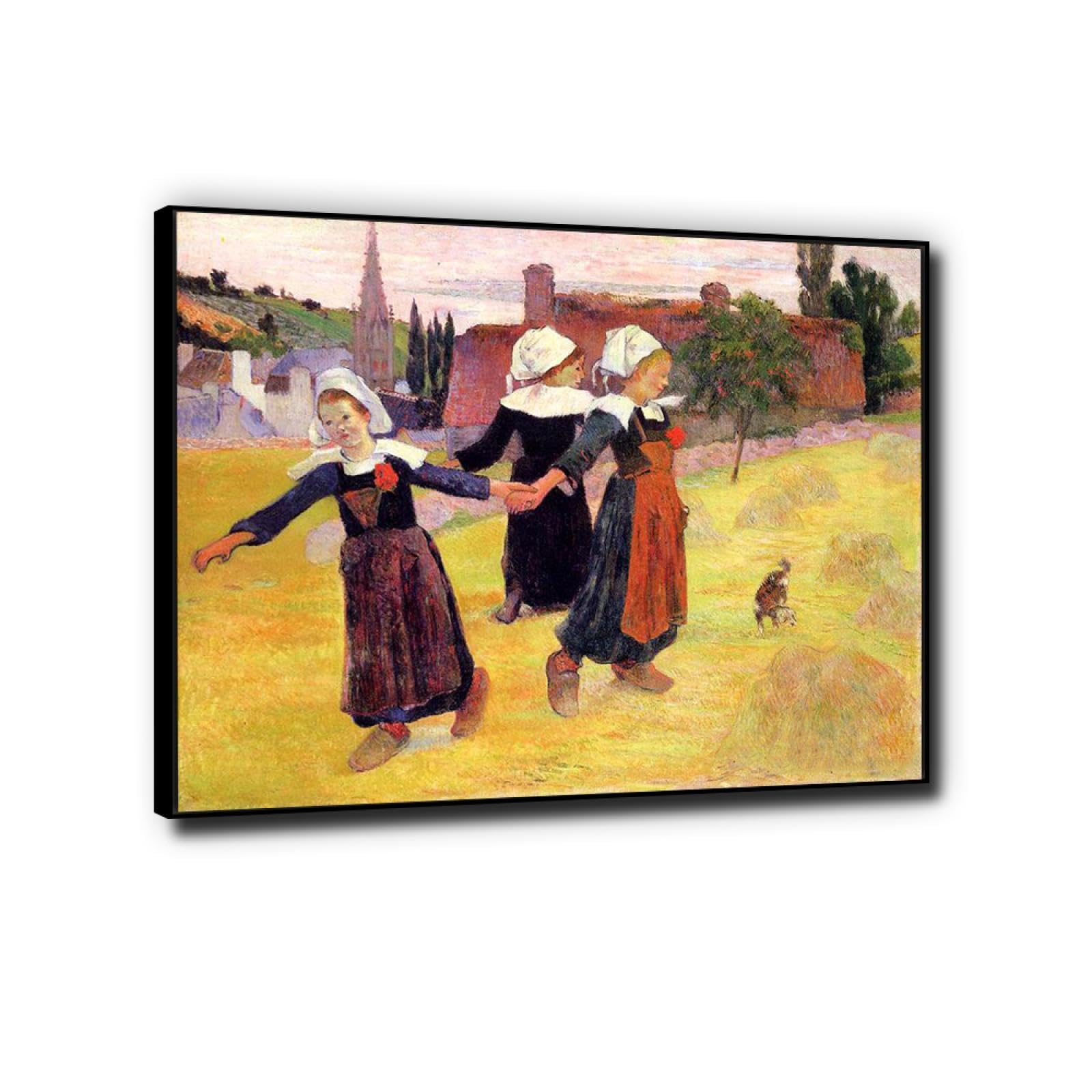 Phyrek123 Paul Gauguin Láminas artísticas Reproducciones de pinturas famosas Breton Girls Dancing Cuadros de arte de pared de lienzo para decoración 40x52cm Enmarcado negro