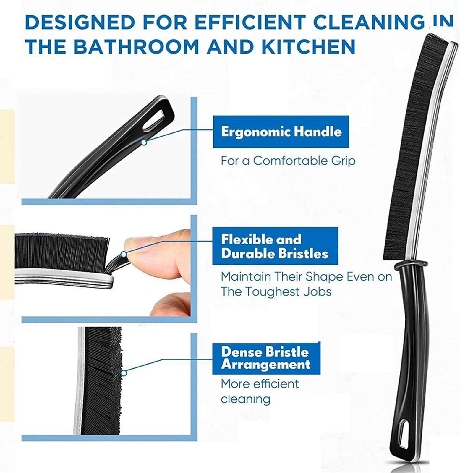 NESTLY 12-Piece Crevice Cleaning Brush Set - Hard Bristle Gap Brushes For Tiles, Window Tracks & Tight Spaces - View #10