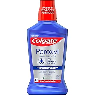 Colgate Peroxyl Antiseptic Mouthwash and Mouth Sore Rinse, 1.5% Hydrogen Peroxide, Mild Mint - 500ml, 16.9 Fluid Ounces