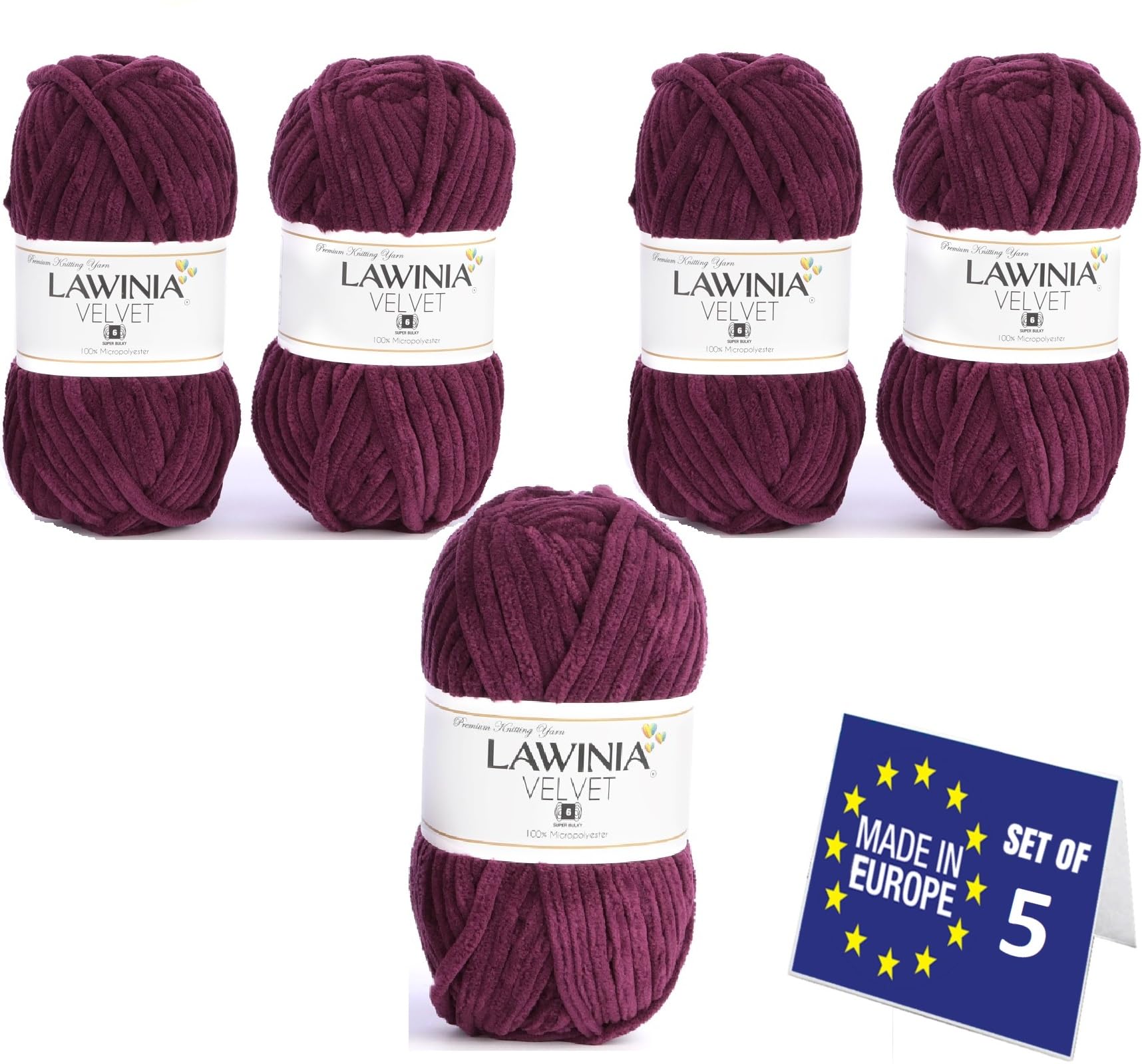 LAWINIA Premium Soft Chenille Yarn Chunky for Knitting Thick Velvet Yarn, Does NOT SHED, Plush Crochet Chunky Wool
