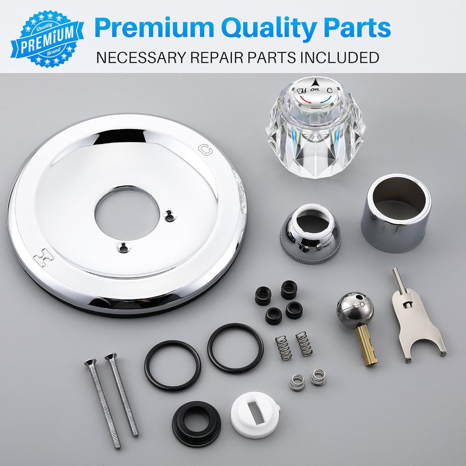 Shower Handle Renovation Repair Trim Kit Compatible with Delta RP54870, Single Function Tub Trim Kit Compatible with Delta 600 Series Shower Valve, Acrylic Handle(Chrome)