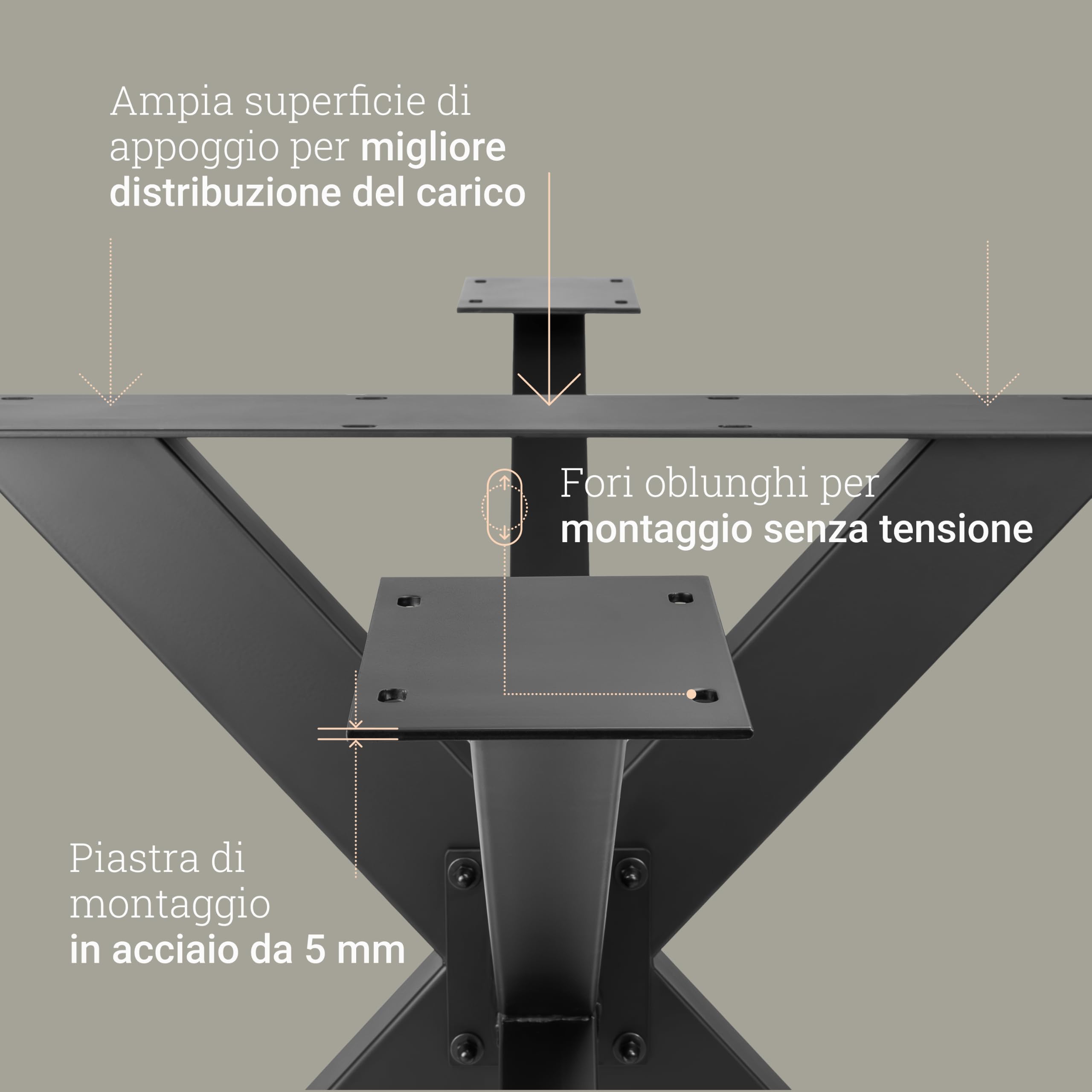 Natural Goods Berlin 1x Gambe per Tavolo SPIDER | Gambe Tavolo in Metallo Nero | Montaggio Semplice | Piedi per Mobili, come Tavolino, Scrivania e Tavoli da Pranzo | Piedi per Tavolo 71x68x120cm