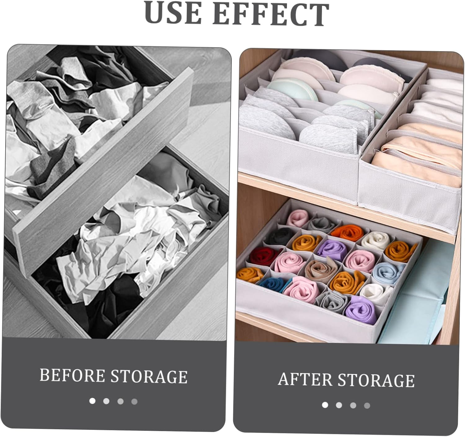 1Set Underwear Organizer Storage Divider Box for Socks Panties and Stylish Drawer Dividers for Closet Organization Colors