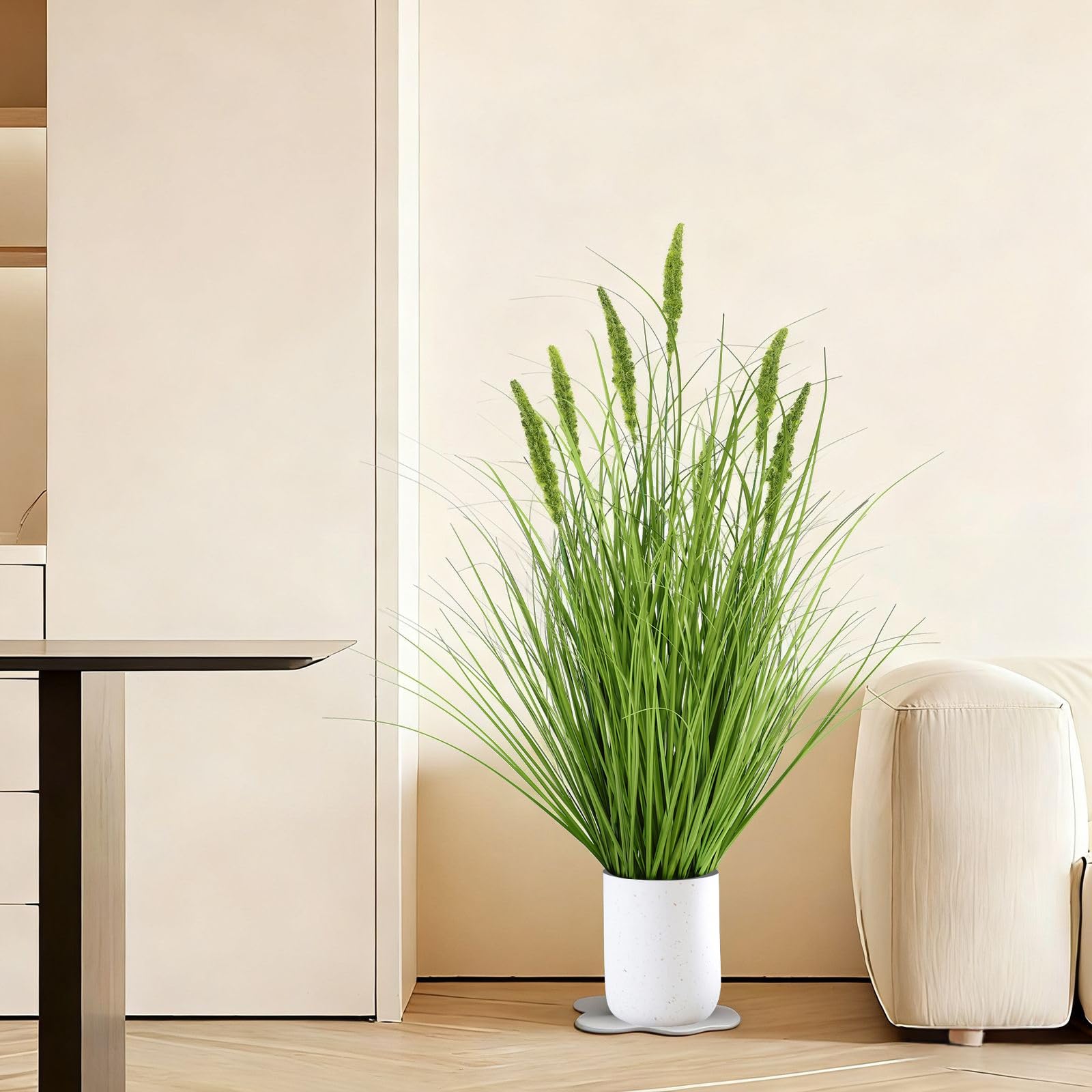 Piante Artificiali Erbacce Decorative Pianta Artificiale in Vaso, Erba di Gatto Finta Veramente Vera, Erba Artificiale per Soggiorno, Camera da Letto e Studio, Altezza 90cm