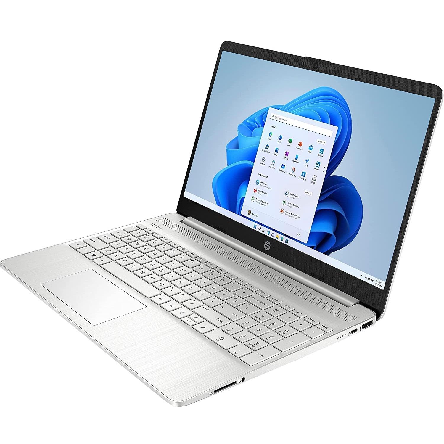 HP Laptop 15s-fq0010sl, Intel Celeron N4120, RAM 4GB DDR4, SSD NVMe 128GB, Scheda Intel UHD, Display 15,6" FHD, Antiriflesso, Wi-Fi, Webcam, Lettore di Schede, Windows 11 S, Microsoft 365, Argento