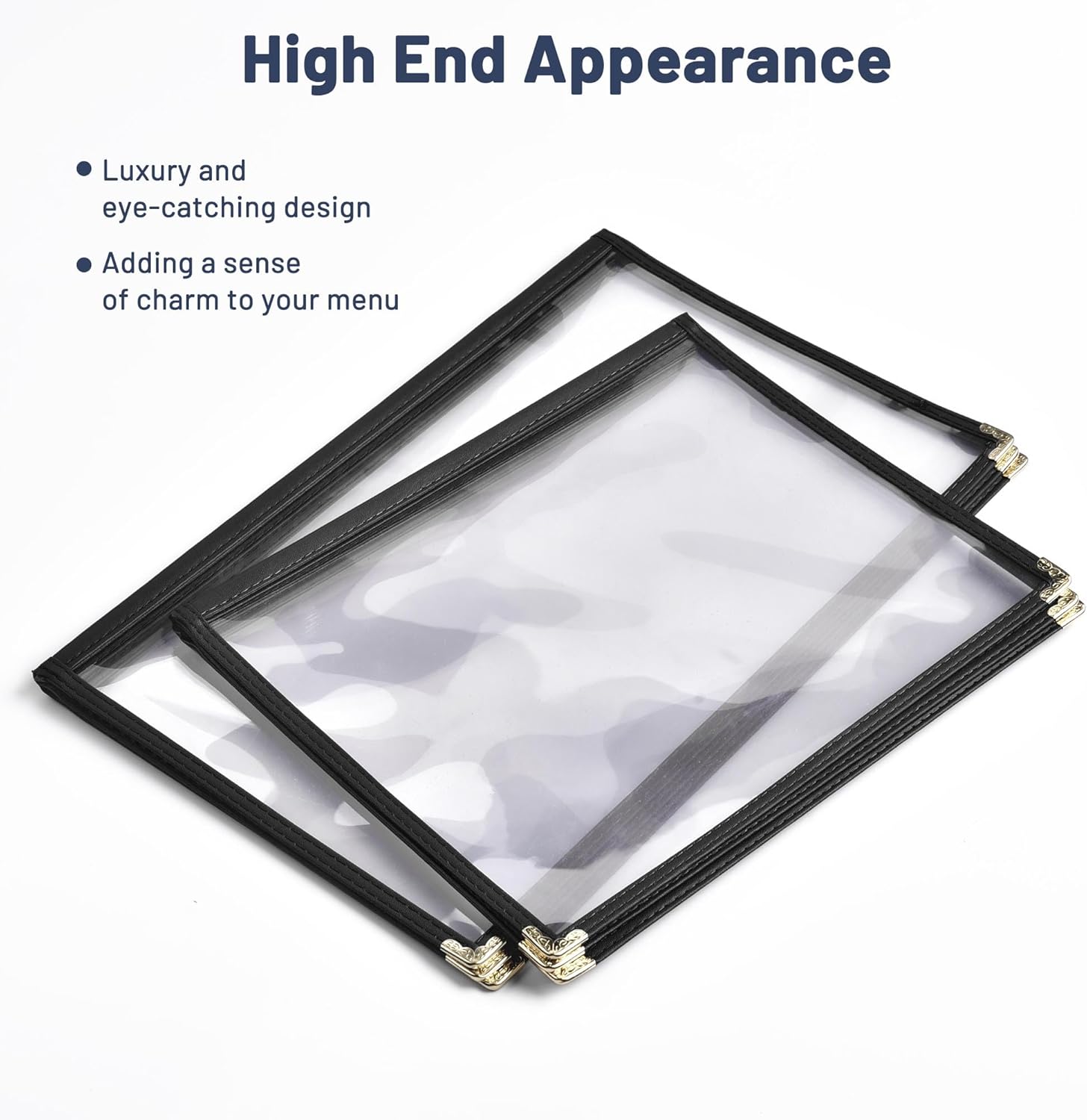WeChef 30 Pack Restaurant Menu Covers 8.5 x 11" Book Style 3 Pages 6 Views PVC Transparent Restaurant Menu Holder Book Cafe Hotel Bar Black