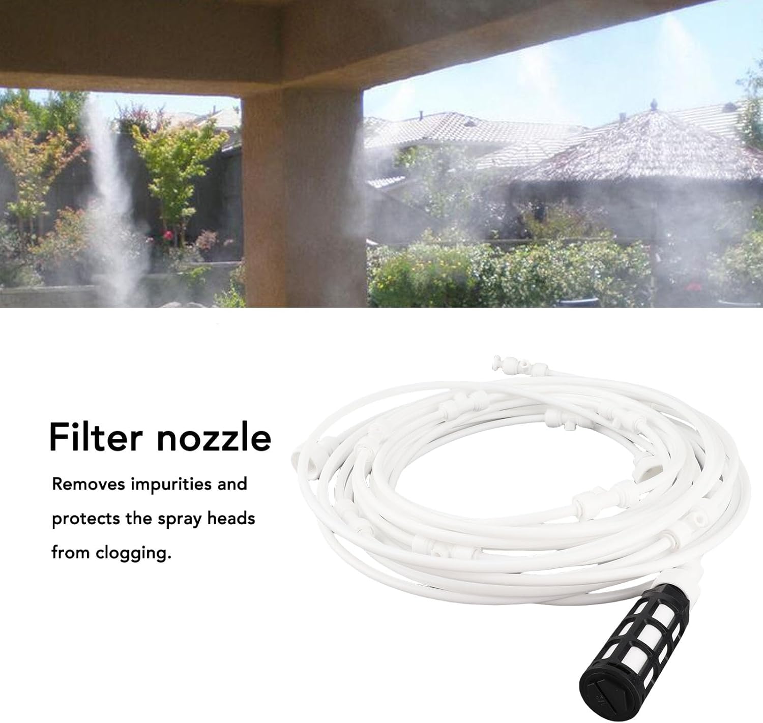 Dpofirs Outdoor Misting System, Garden Mist Hose Kit Efficient for Patio (White)