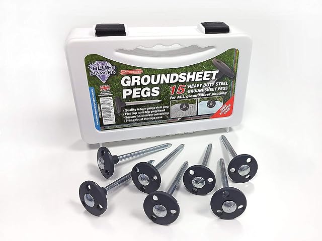 Blue Diamond Heavy Duty Steel Metal Tent Awning Groundsheet Pegs- Box Of 15