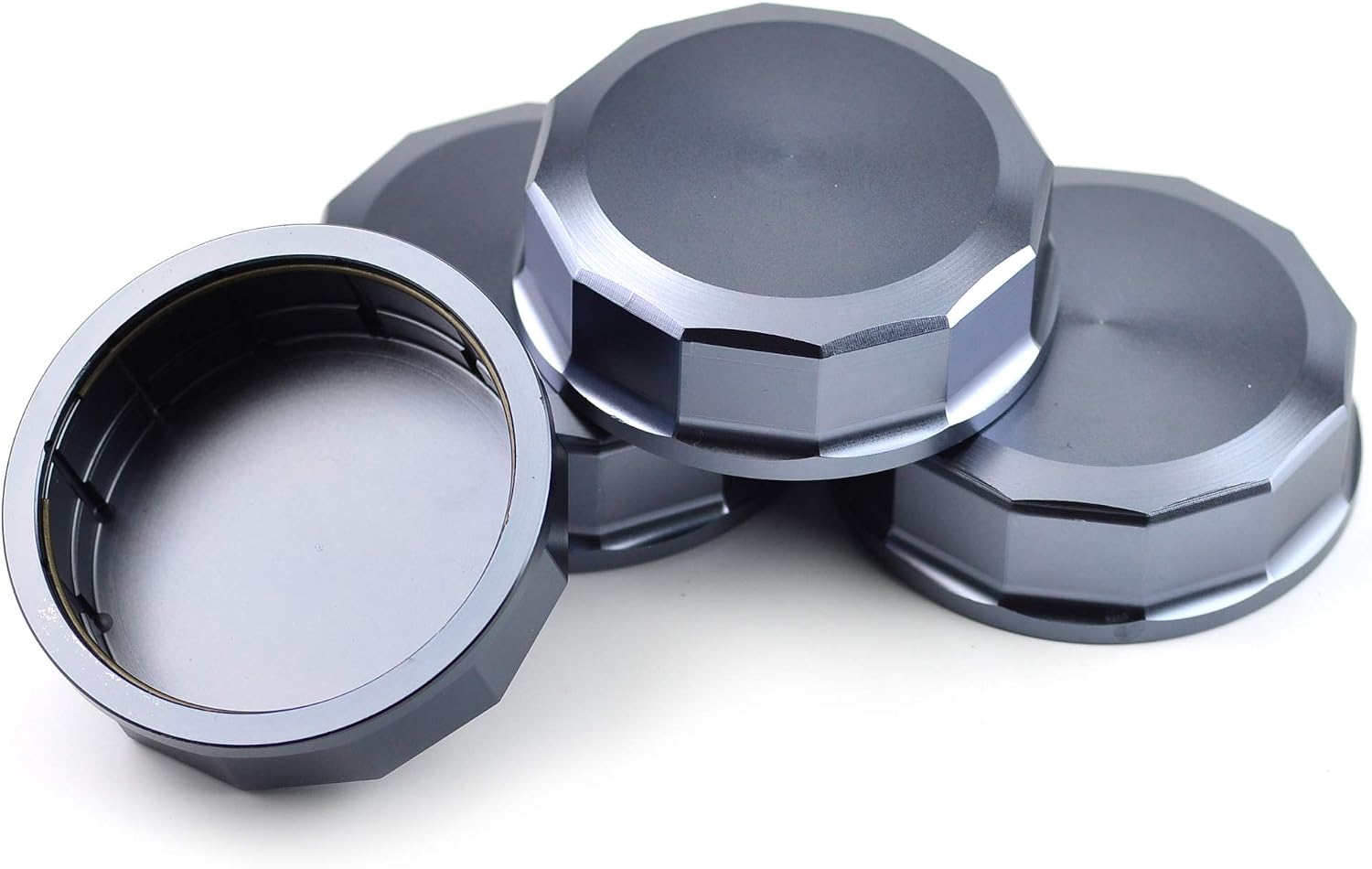 4PCS 81mm (3.2in)/70mm (2.76in) Metal Gray Wheel Center Hub Caps Universal