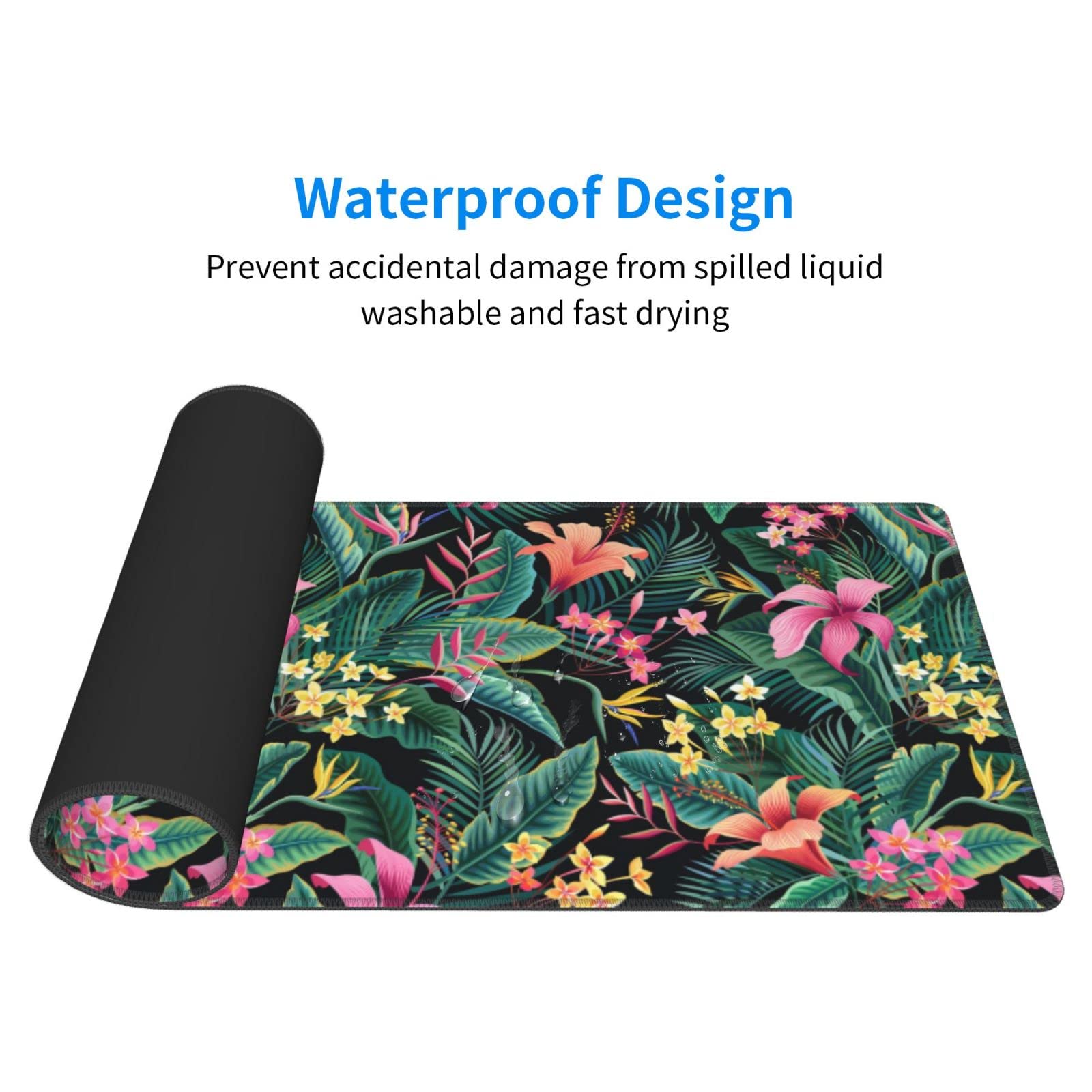 XXL Mouse Pad, Pink Peony Flowers Eucalyptus Green Leaves Large Desk Mat For Desktop, Extended Large Gaming Mouse Pad Mouse Mat With Non-Slip Rubber Base Stitched Edges For Home Office 35.4"X15.7 - View #5
