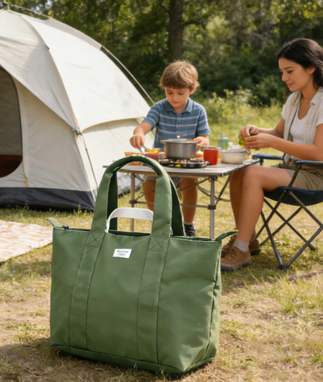 22'' 50L 100% Cotton Oversized Travel Tote Bag for Women - Tear-Resistant, Overnight/Weekend/Beach Bag - Image 3