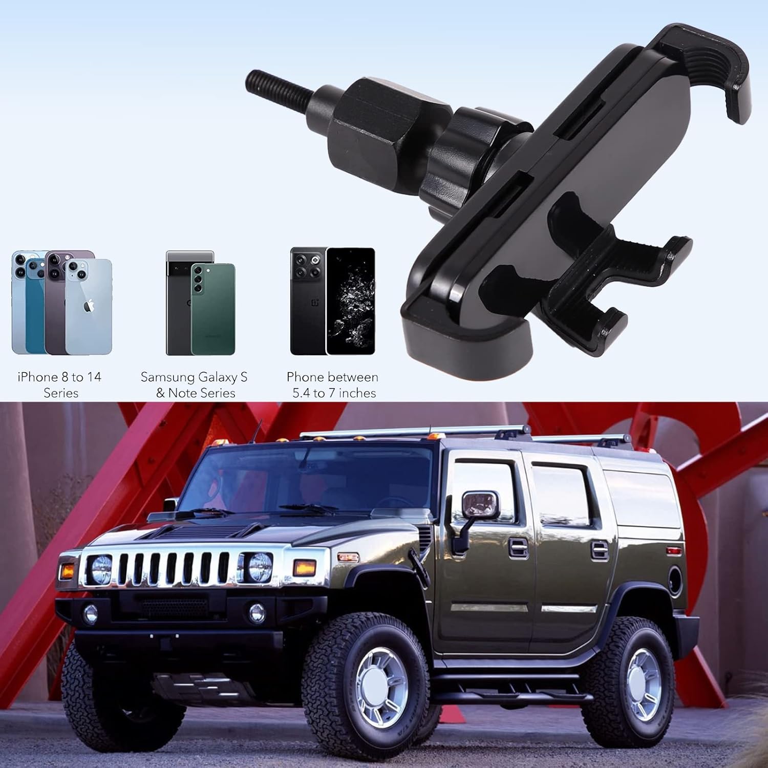 Lcojicep Car Phone Holder Compatible with Hummer H2 2003-2007 Car Phone Mount Accessories, for All Mobile Phones (Style B)