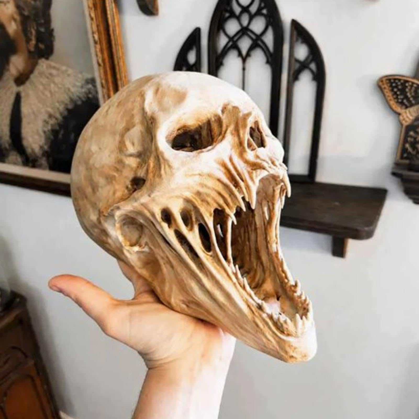 Generisch Halloween Totenkopf Deko, Gruselige Schädel Kunstharz Horror Skull Ornamente, Scary Skelett Kopf Geisterhaus Halloween Requisiten