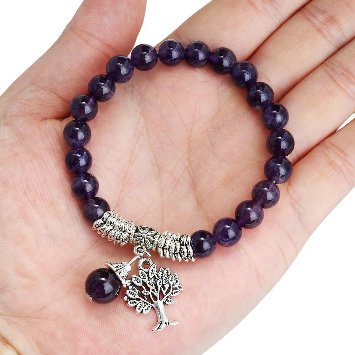 TUMBEELLUWA Beaded Bracelets Semi Precious Stone Yoga Beads Crystals Tree Charm Chakra Bracelet Handmade Jewelry for Women - Image 3