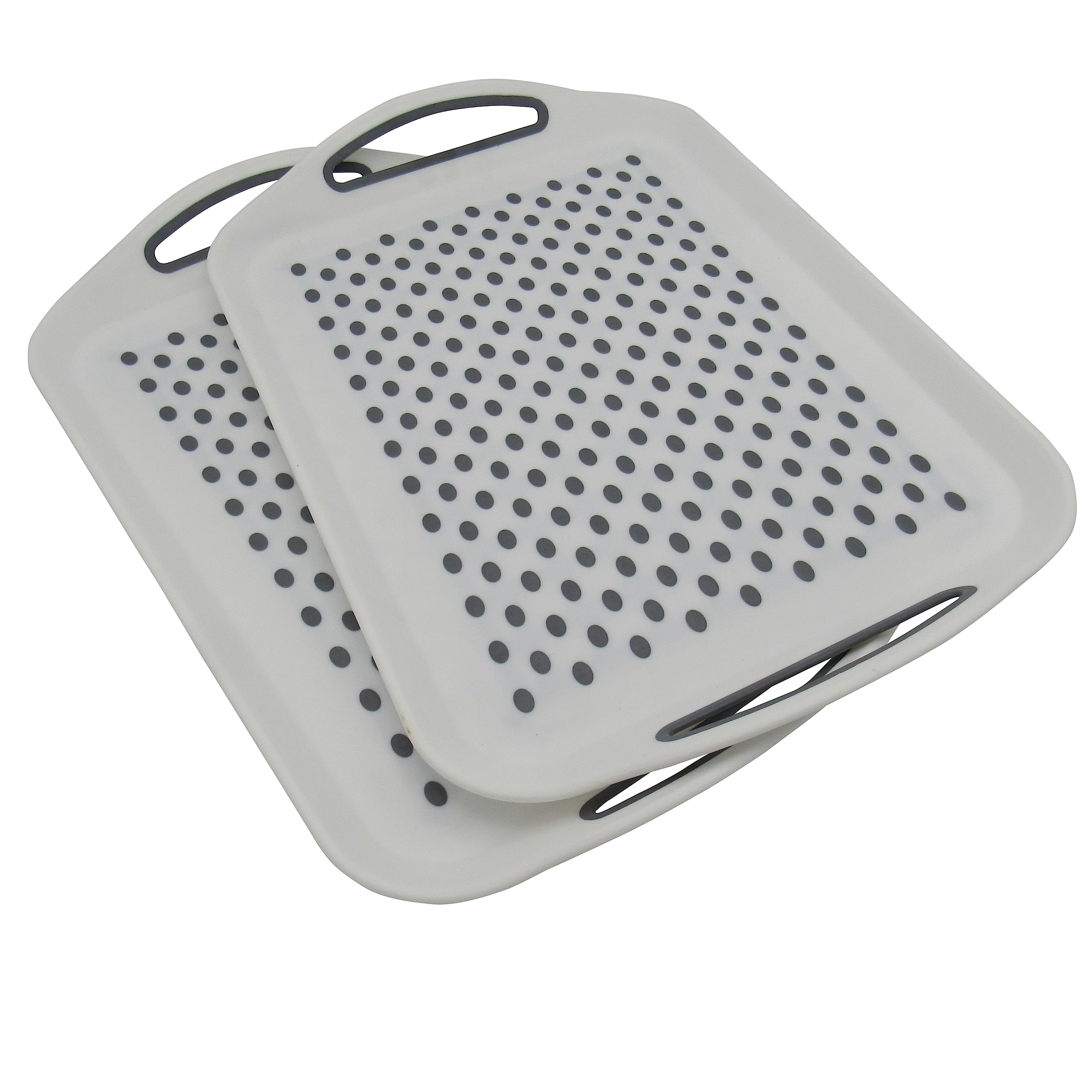 Plastic Non Slip Serving Trays X2 (Handles Food Drink Home White)