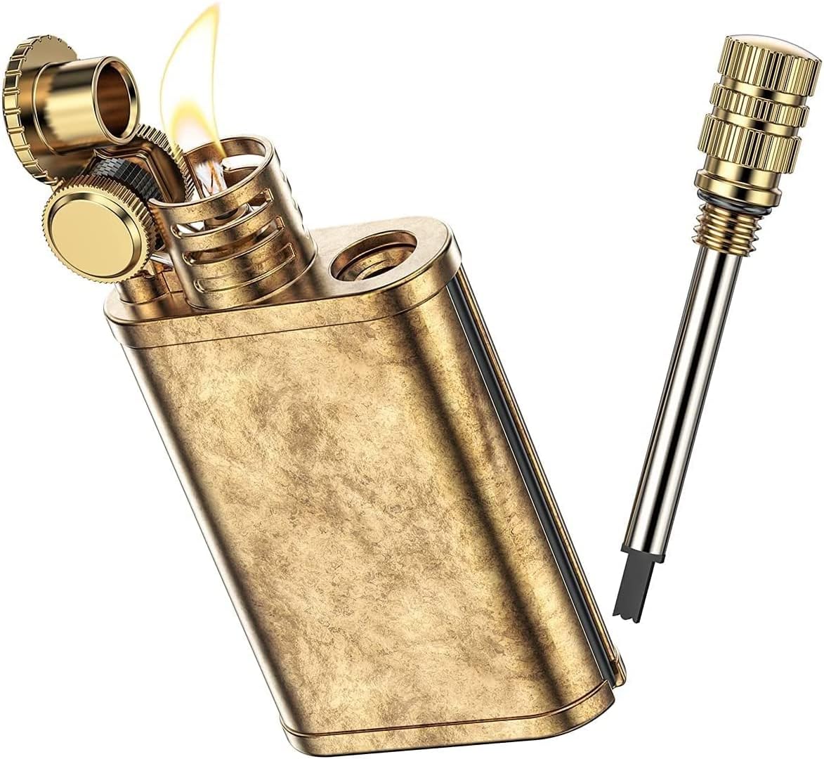 Buy Caihuahua Retro Windproof Lighter, Brass Kerosene Perpetual Match Stick, Refillable Gasoline