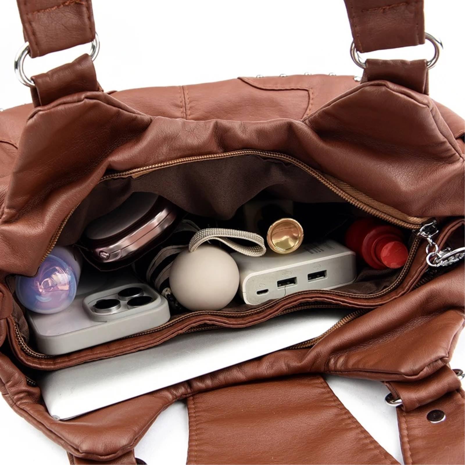Borsa A Tracolla Casual Pu Morbida con Chiusura Cerniera per Le Donne