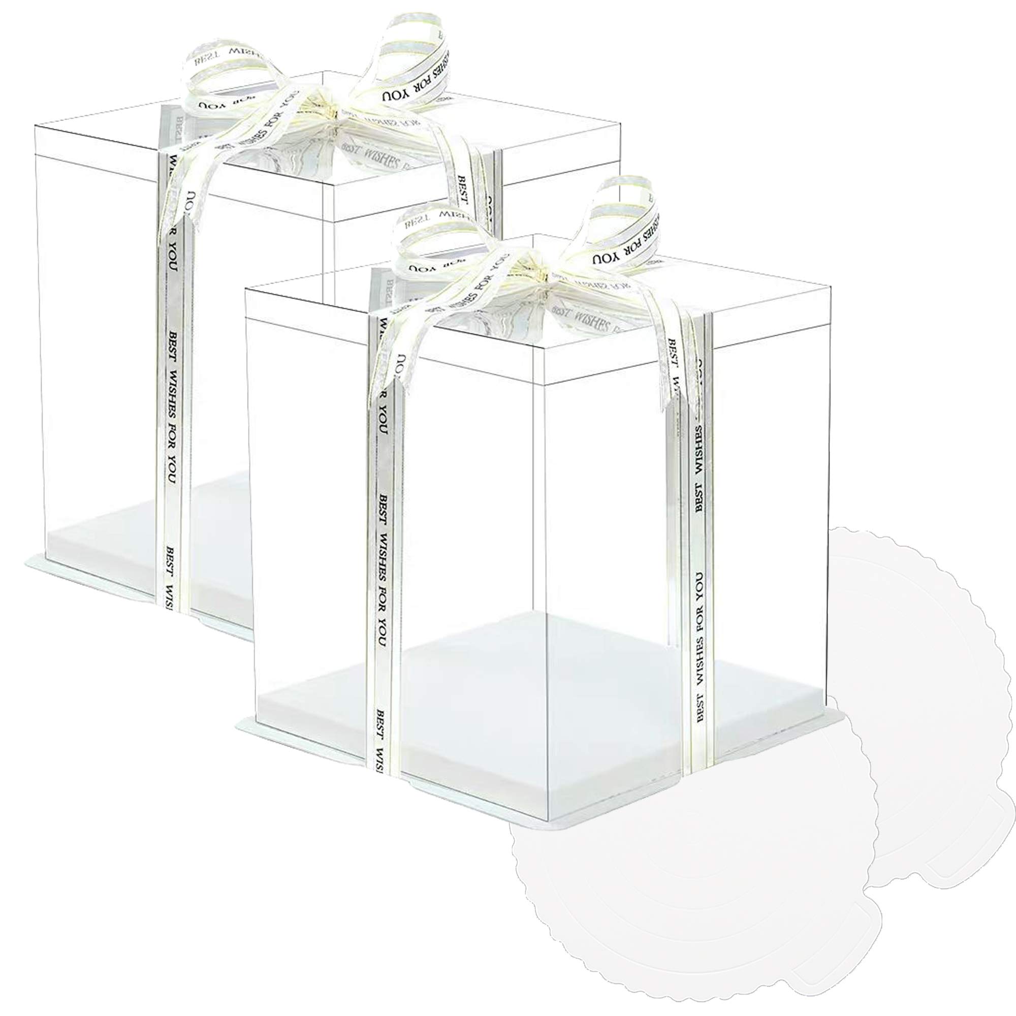 Boxtok Cajas - 50 Cajas Base Y Tapa Transparente Acetato 10x10x10 Cms, Armable Para Regalos, Recuerdos, Fiesta, Repostería