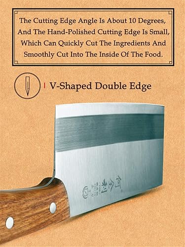 Miniatura 5 de Cuchillo de carnicero de 7 pulgadas – Cuchillo de chef chino con mango de palo de rosa, cuchillo de carnicero de carne vegetal con estuche, cuchillo