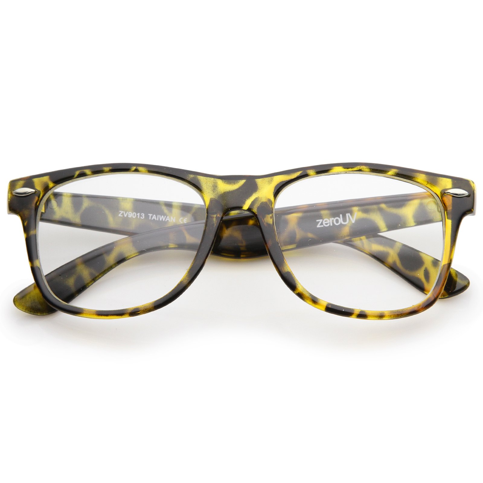 zeroUV - Retro Wide Arm Square Clear Lens Horn Rimmed Eyeglasses 54mm