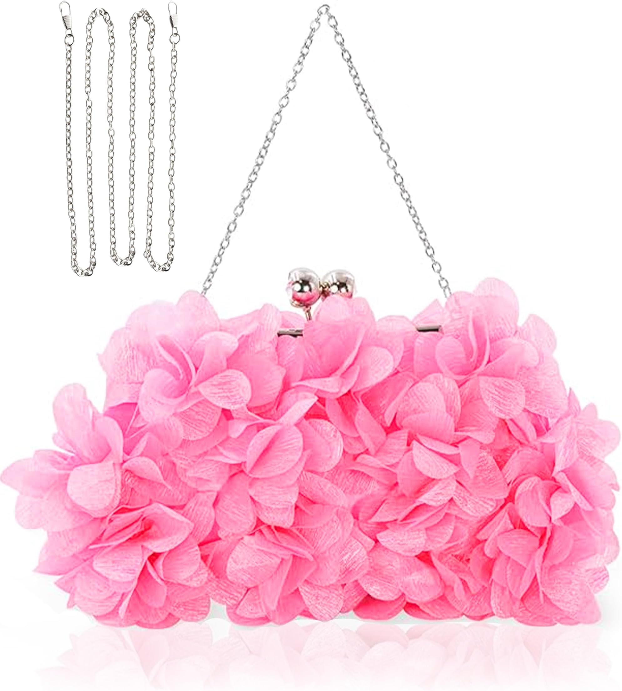 Women Elegant Evening Purse, Small Floral Clutch Bag with Detachable Chain for Wedding, Party, Prom