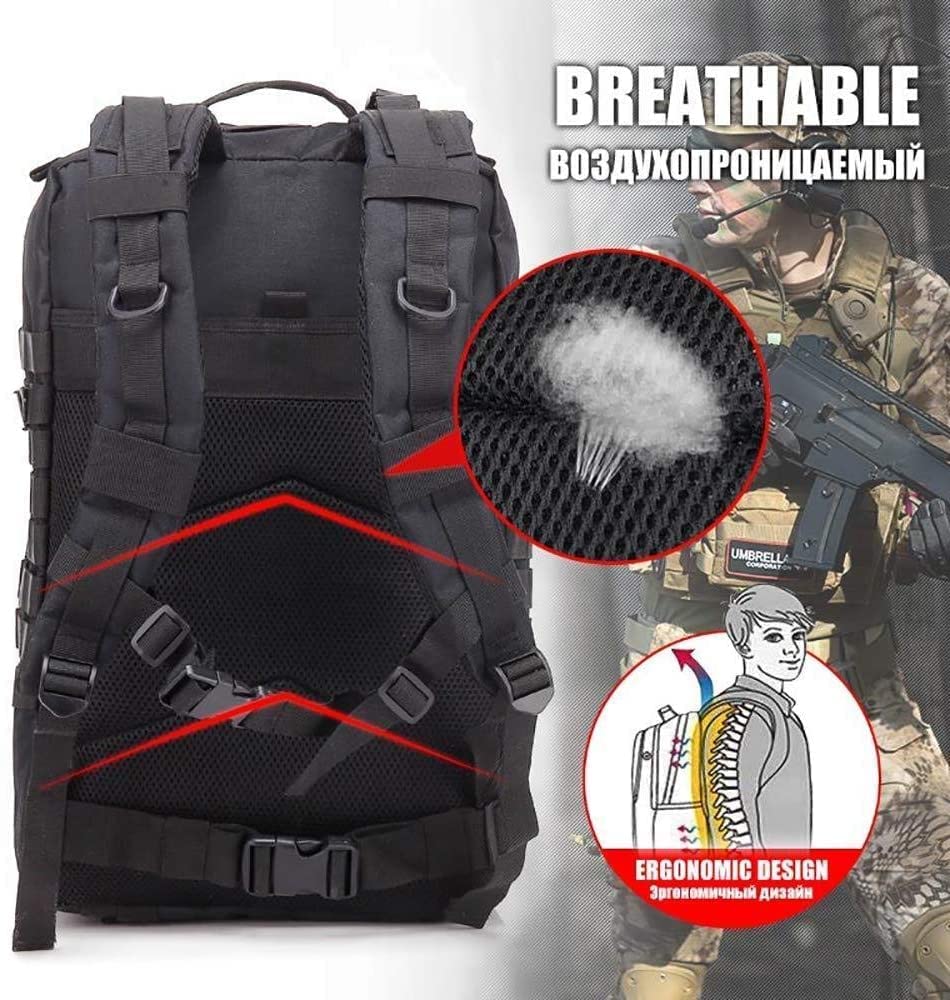 50L Mochila Tácticas Militar Plegable Impermeable Mochila Supervivencia, Montañismo, Senderismo, Trekking, Acampada, Aventura o Viajes,Caqui