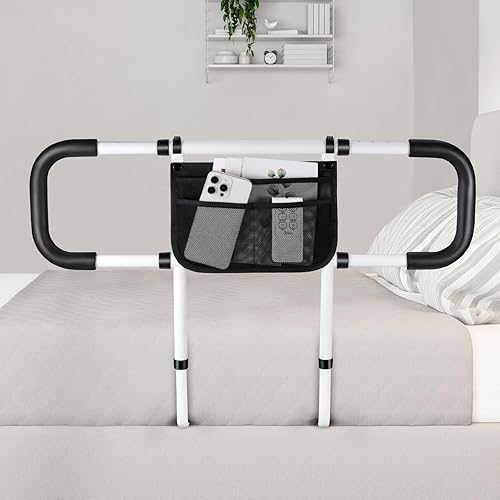 Rieles de cama para adultos mayores  Riel de asistencia de cama extendida para personas mayores  Rieles laterales ajustables para camas con asa de