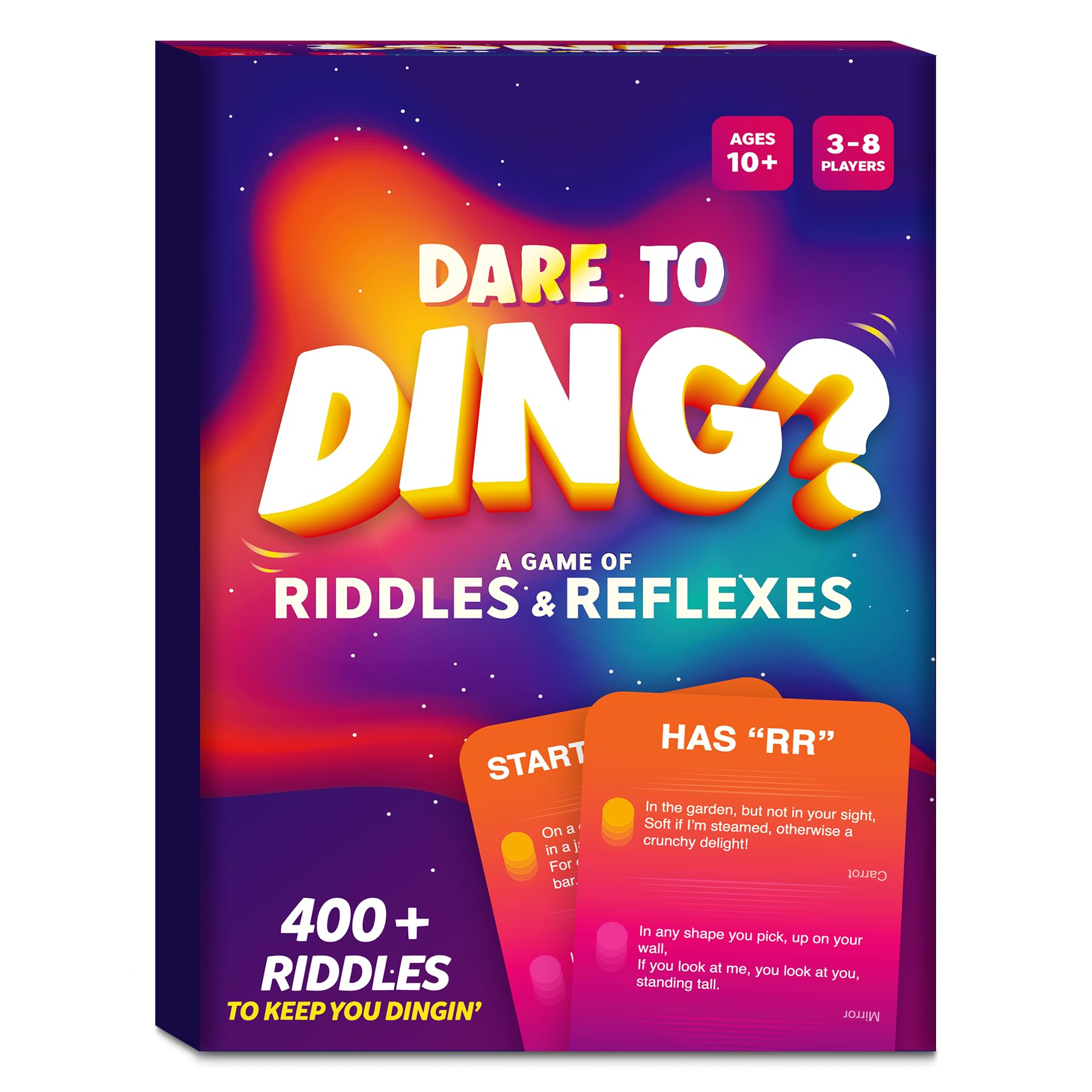 Dare to Ding - Game of Riddles & Reflexes, Fast-paced Card Game, Test Your Wits, Family-friendly Game for Teens, Families & Adults, Gifts for Ages 12+, 3-8 Players