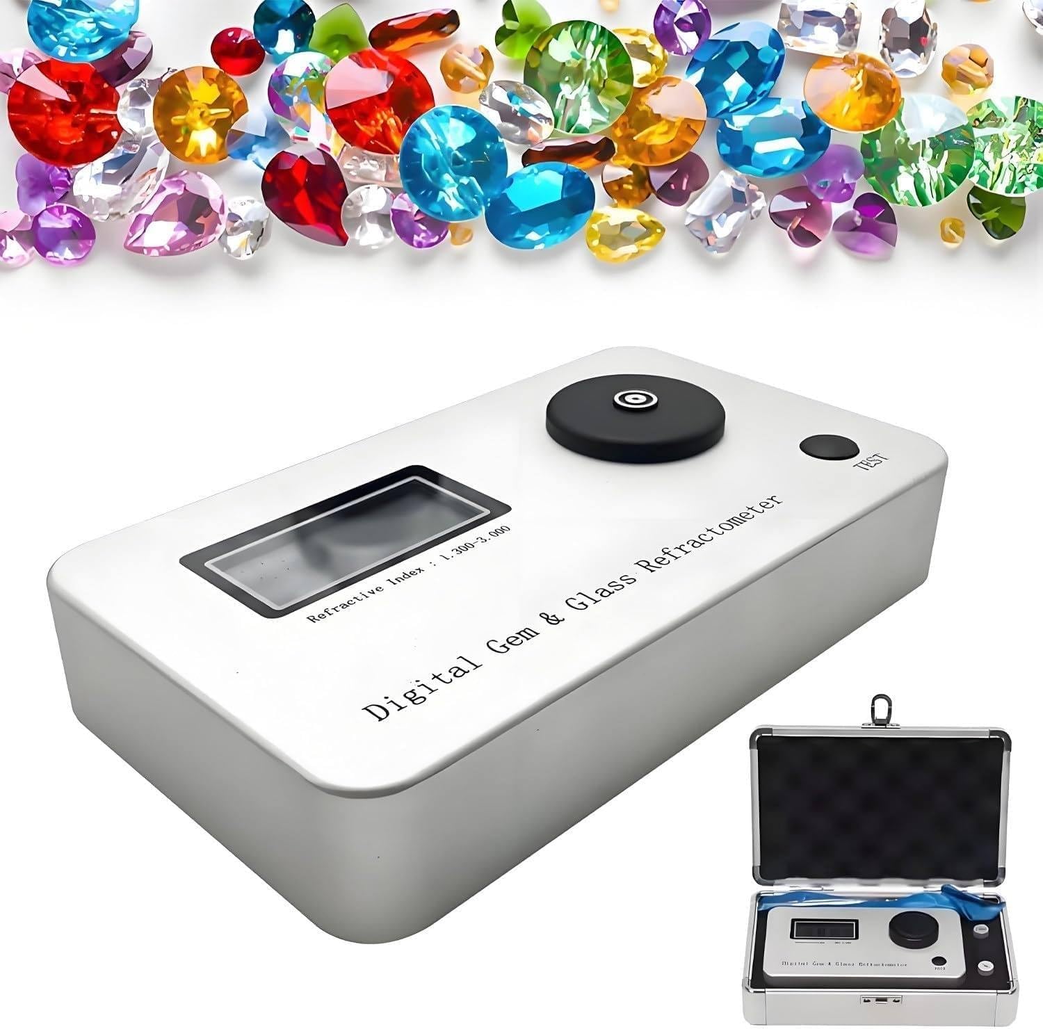 Refractometer Diamond Tester, Gemstone Tester for All Stones, Professional Digital Gem Refractometer, with LCD Display and 700mAh Battery, Measuring Accuracy 0.001, Applicable to Various Gemstones