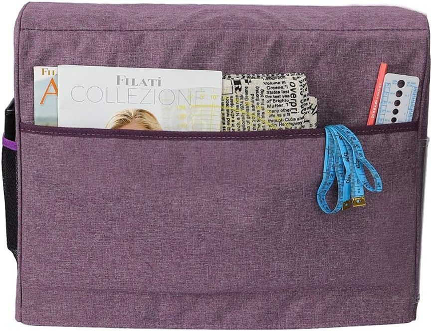 Sewing Dust Cover with Pockets, Ox Fabric Storage Bag , Portable Protective Shell Case (Purple)
