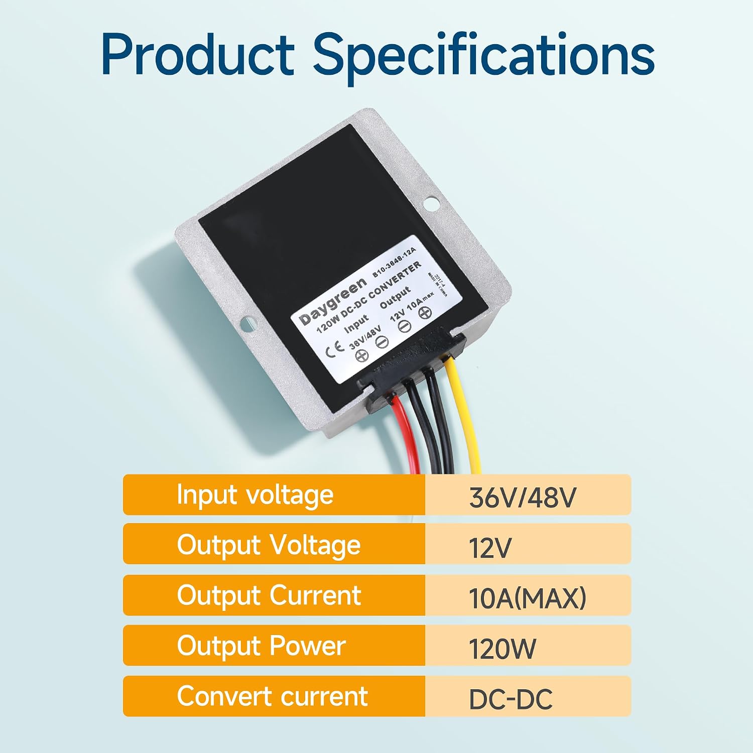 Golf Cart Voltage Converter with a Spare Fuse, 36V/48V to 12V DC Voltage Reducers, for Yamaha Club Car and EZGO Models