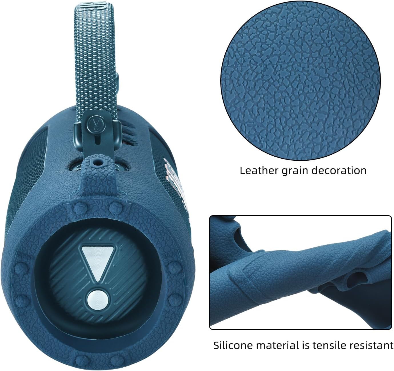 Silicone Cover Case Compatible with JBL Charge 6 Portable Bluetooth Speaker, Portable Protective Case with Shoulder Strap Wireless Speaker Accessories for JBL Charge 6 Bluetooth(Blue) image 3