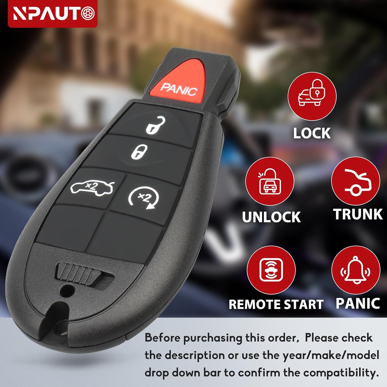 NPAUTO Key Fob Fobik Replacements for Dodge Challenger 2008-2014, Durango, Charger, Chrysler 300, Jeep Grand Cherokee Truck Keyless Entry Remote Control Start Car Key Fob (M3N5WY783X, 433 MHz, 2-Pack)