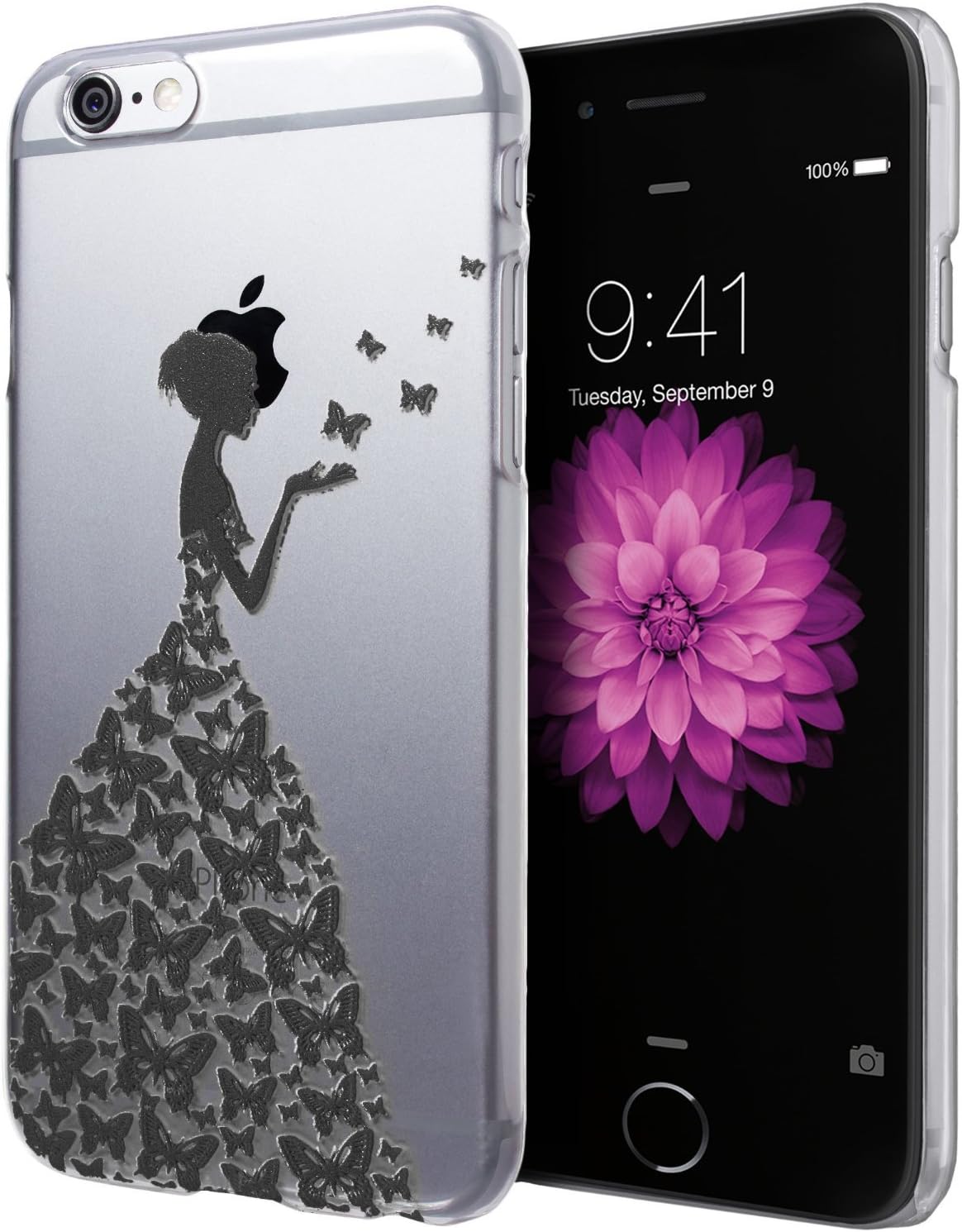 iPhone 5c Case,Fashion Hard Butterfly Dress Girl Design Princess Pattern Premium Transparent Pc Cover Apple iPhone 5c(Black)