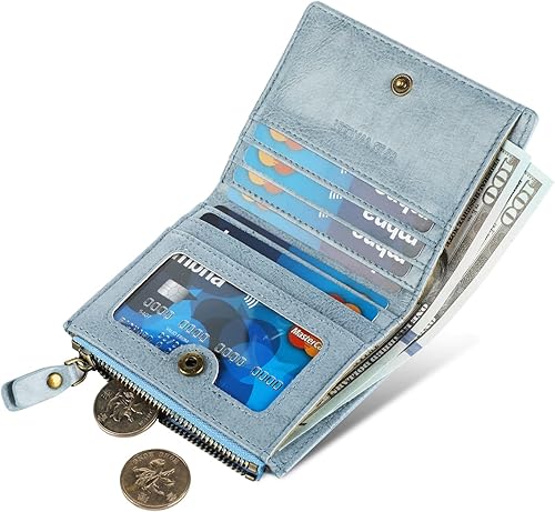 Miniatura 2 de Lavemi Carteras ultrafinas de cuero compacto para mujeres y niñas, con bloqueo RFID, tarjetero para tarjetas de crédito para mujeres