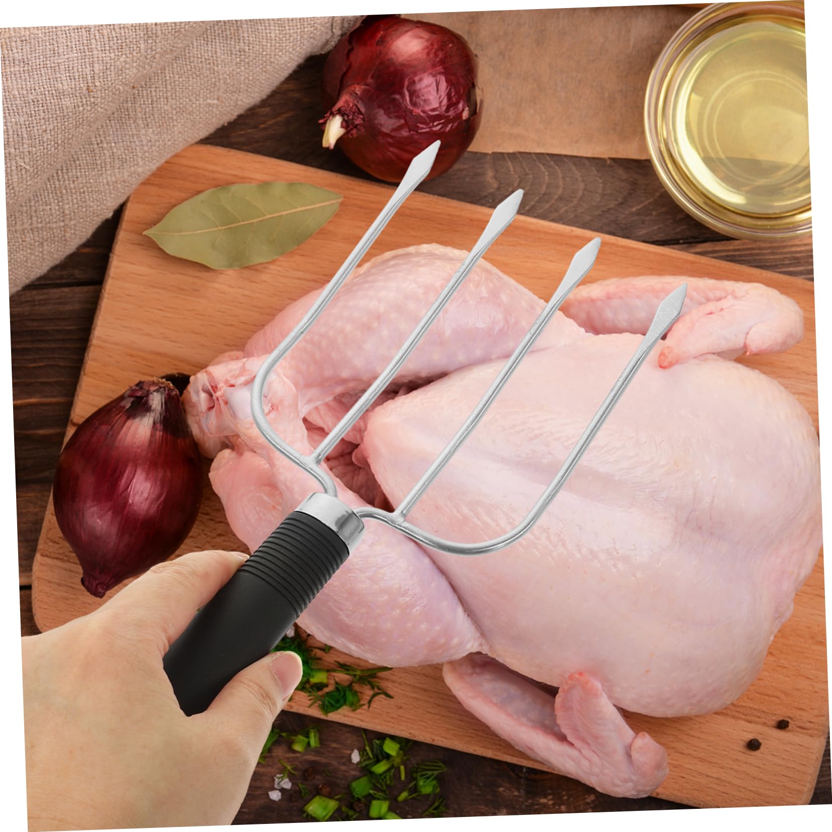 MAGICLULU Set Di 2 Forchette Da Barbecue in Acciaio Inossidabile Forchette Per Tacchino Per Arrosto Meccanismo Di Bloccaggio Per Intaglio