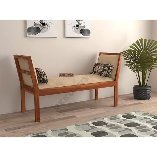 NISHA FURNITURE Solid Sheesham Wood 2 Seater Bench