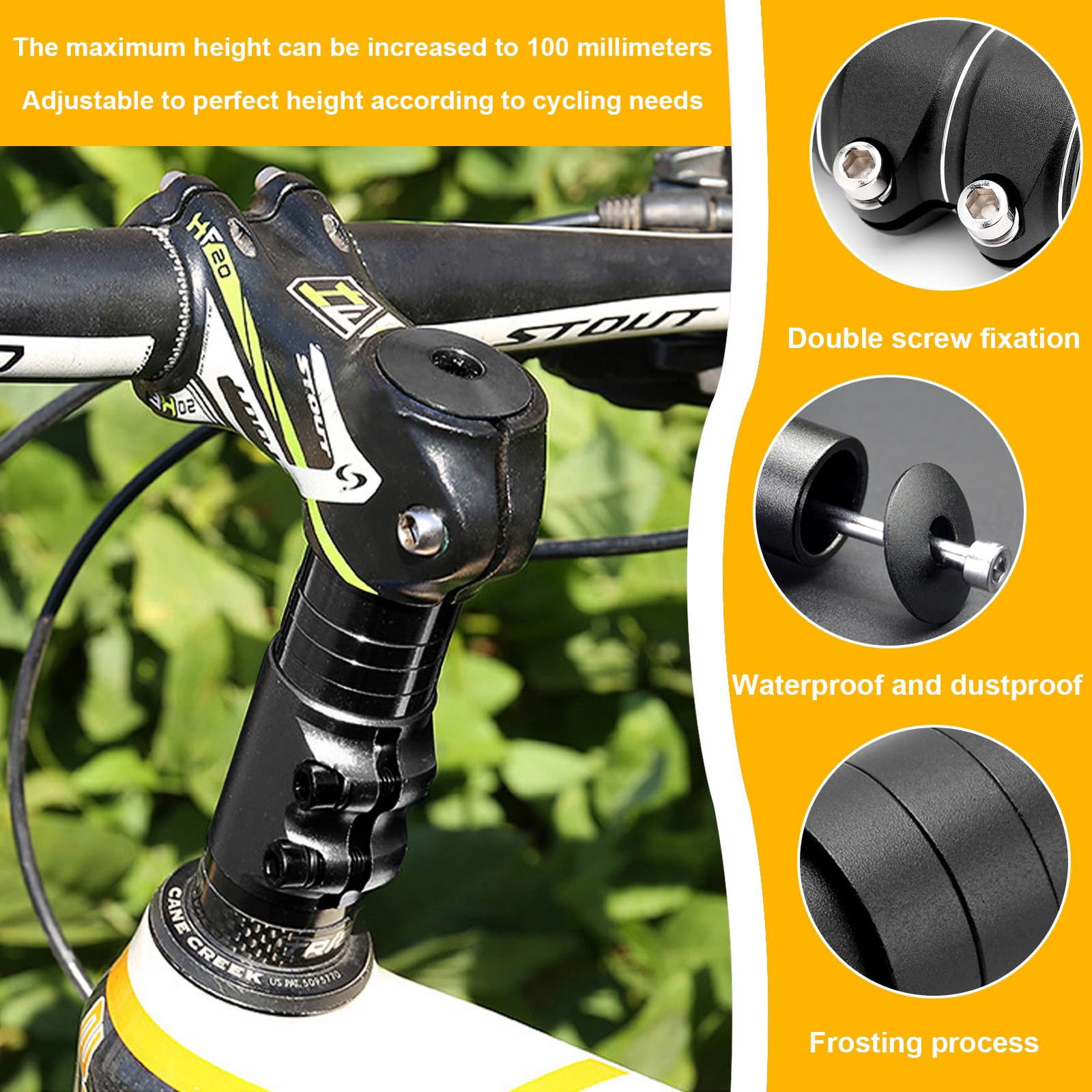 Rehausseur De Potence Vélo - Rallonge En Alliage Aluminium 5/10/20 Mm - Pour VTT, Vélo De Route, Réglable