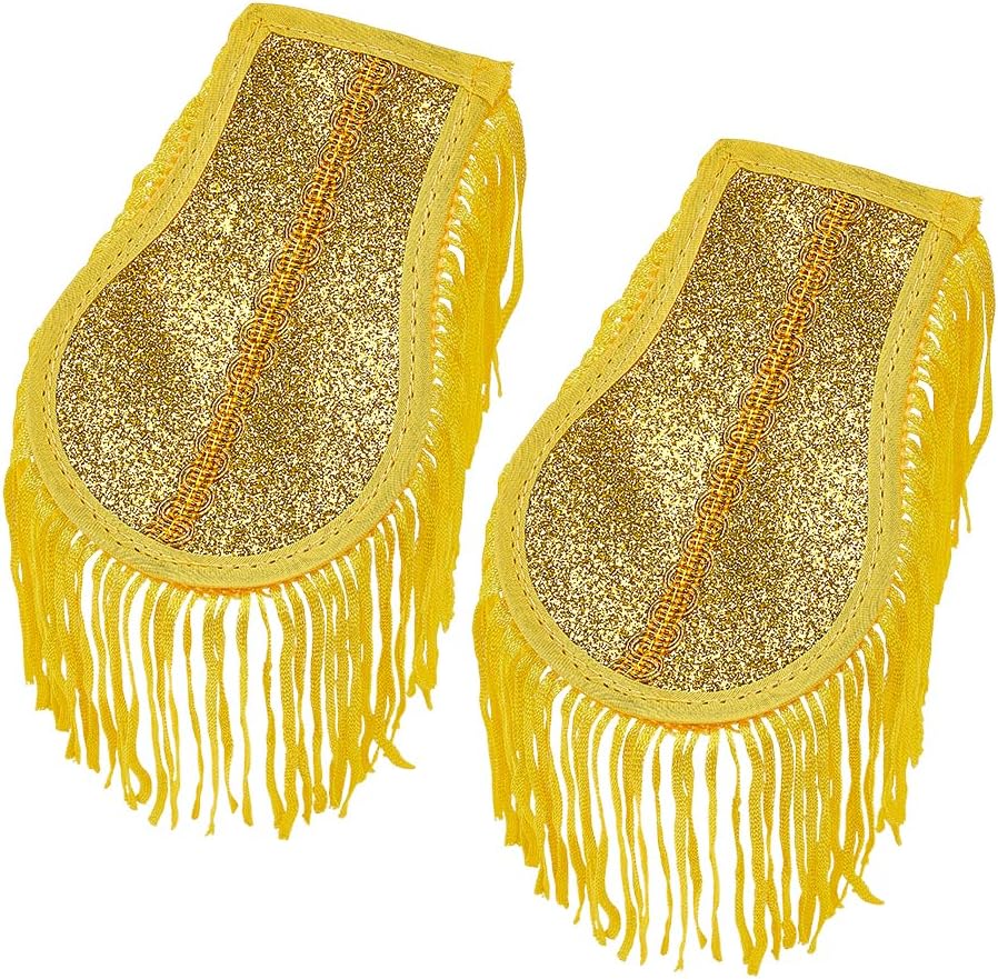 OLYCRAFT 2Pcs Fringe Epaulettes Golden Fringe Shoulder Epaulettes
