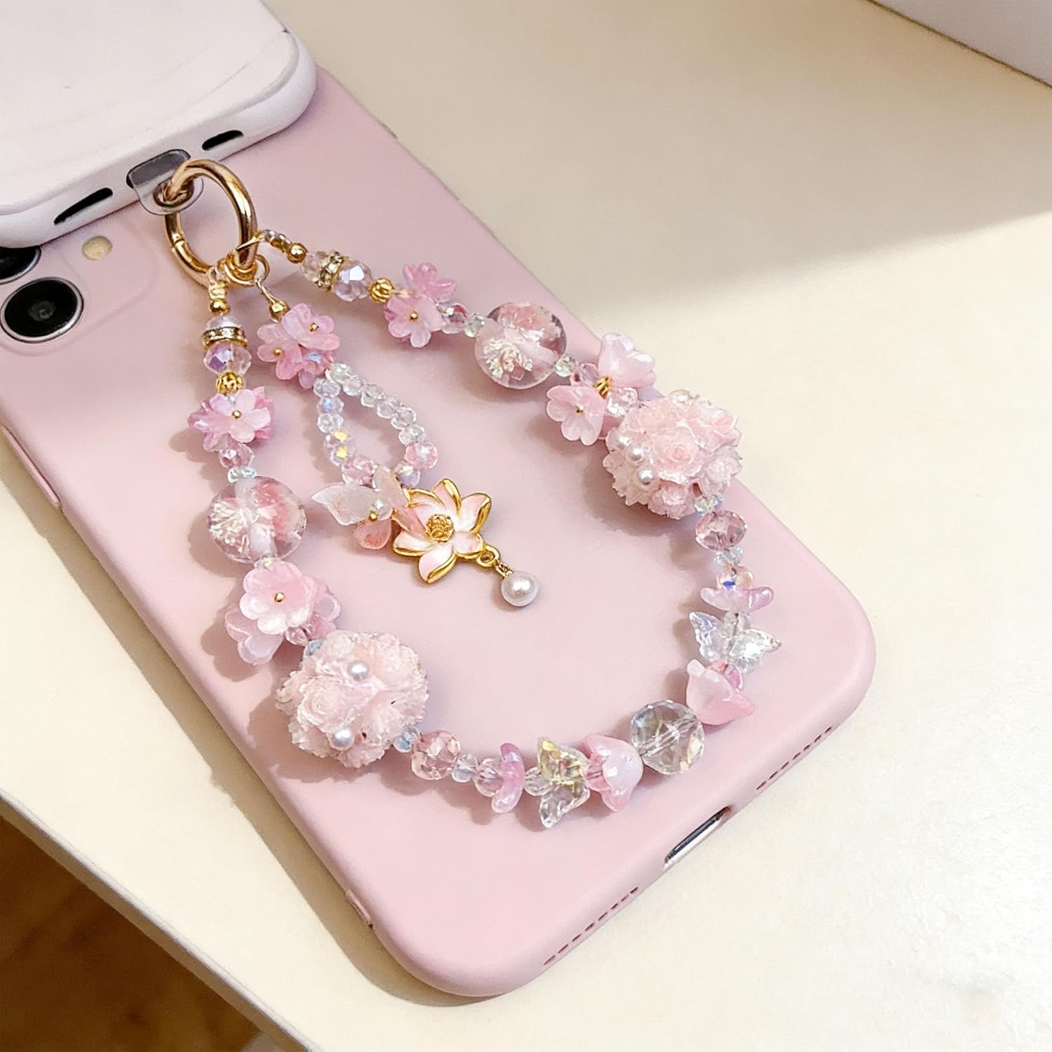 Rhinestone Bag Charm Chain Crystal Heart with Tassel Bow Beads Purse Chains Decorative Handbag for Tote Charms