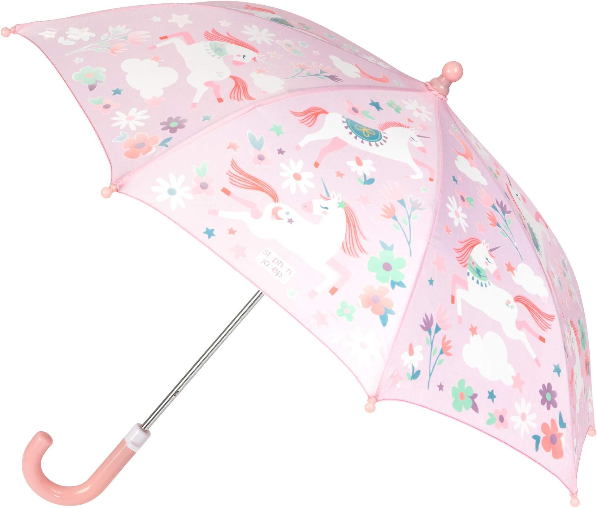 Stephen Joseph Kids' Color Changing Wet Dry Umbrella, Water reacting, Auto Open Umbrellas for Rain Children's Umbrella, UNICORN, 23" X28