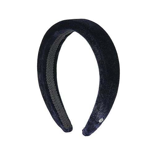 Miniatura 1 de EVITA PERONI Diadema ancha de terciopelo para mujer, diadema suave antideslizante, cómoda, color negro y azul, diadema de moda para Halloween,