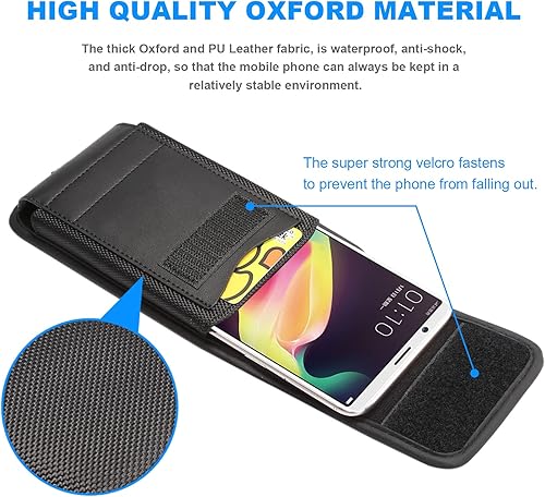 Miniatura 2 de Soporte para cinturón de teléfono celular para hombre, funda de cuero para teléfono celular con trabilla para cinturón, 6.9 pulgadas vertical para