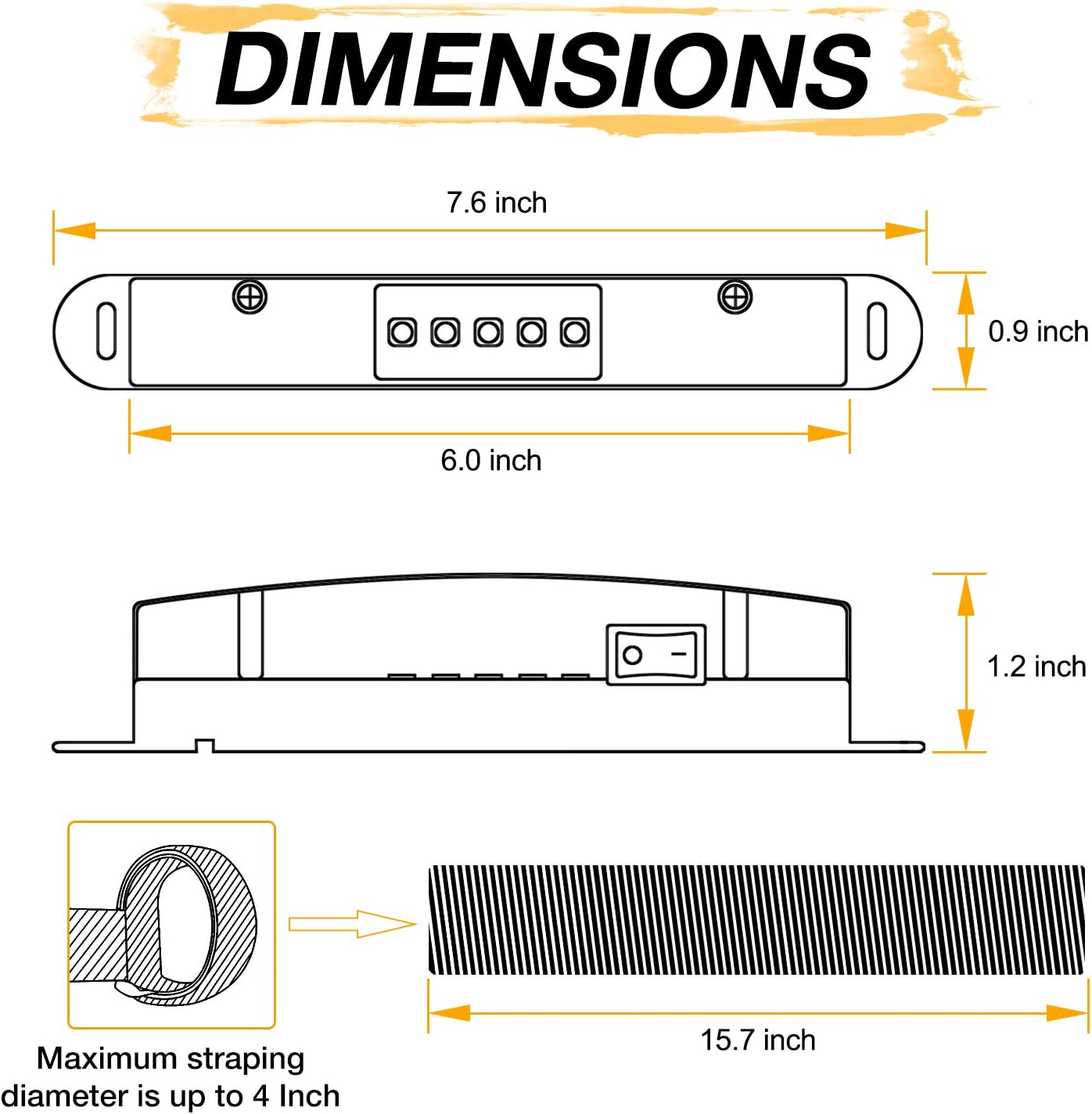 UTV Dome Light Upgraded Universal Roll Bar Mount LED Interior Light Utility Roll Cage Lights Wraparound Roll Bar LED Dome Light for ATV RZR UTV Off Road Pick up Trucks Polaris Marine image 2