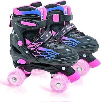 Roller Skates for Boys Girls, Kids Skates, Adjustable Roller Skates with Light Up Wheels for Ages 3-12 RollerSkates for Youth Beginner